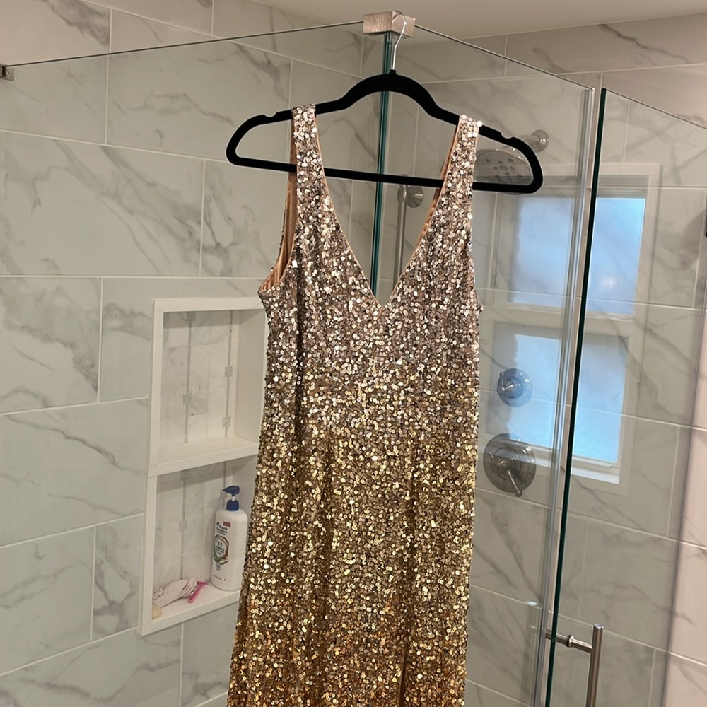 Sequin Slit Gown
